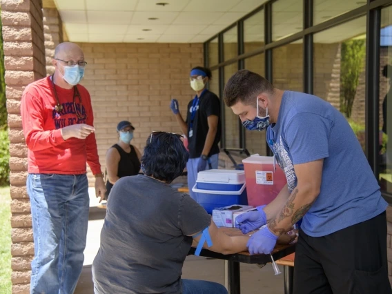 a person has blood drawn for an antibody test