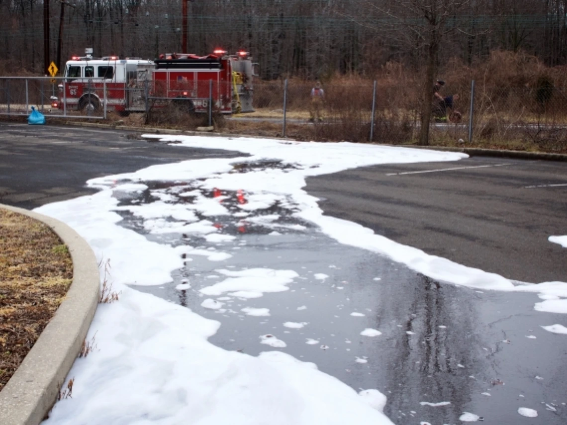 firefighting foam in water